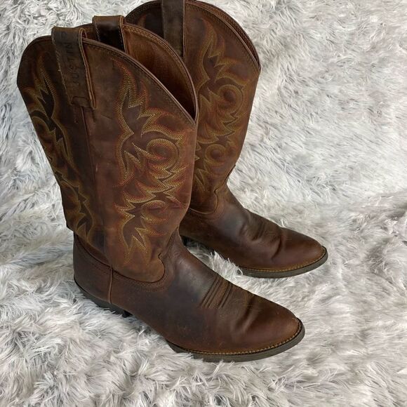 Justin Brown Buck Cowboy Boots - Picture 3 of 6